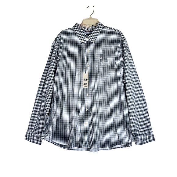 Dockers Other - Dockers NWT Mens XXL Shirt Blue Plaid Long Sleeve Comfort Flex Classic Dad Geek